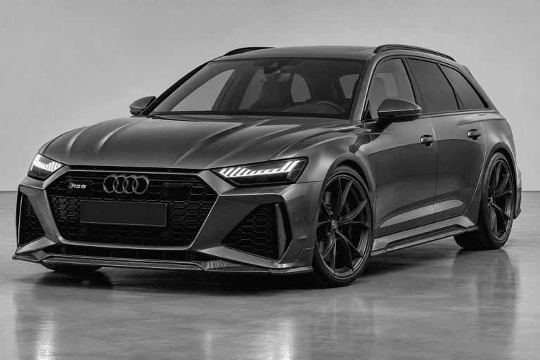 Concept rear view of an Audi RS6 Avant with diffuser and roof-spoiler styling