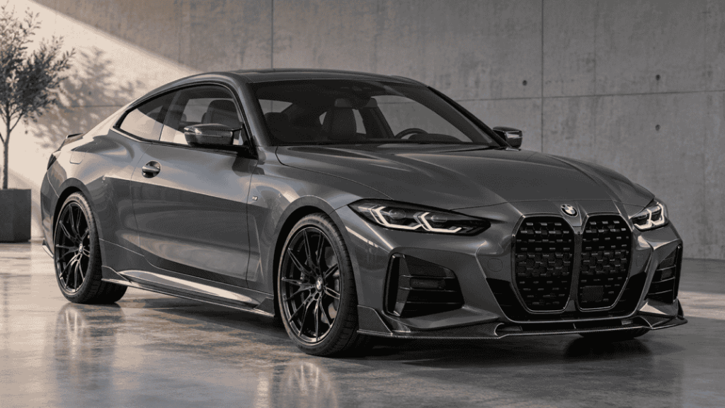 Concept of a BMW 4 Series with carbon front lip and side accents