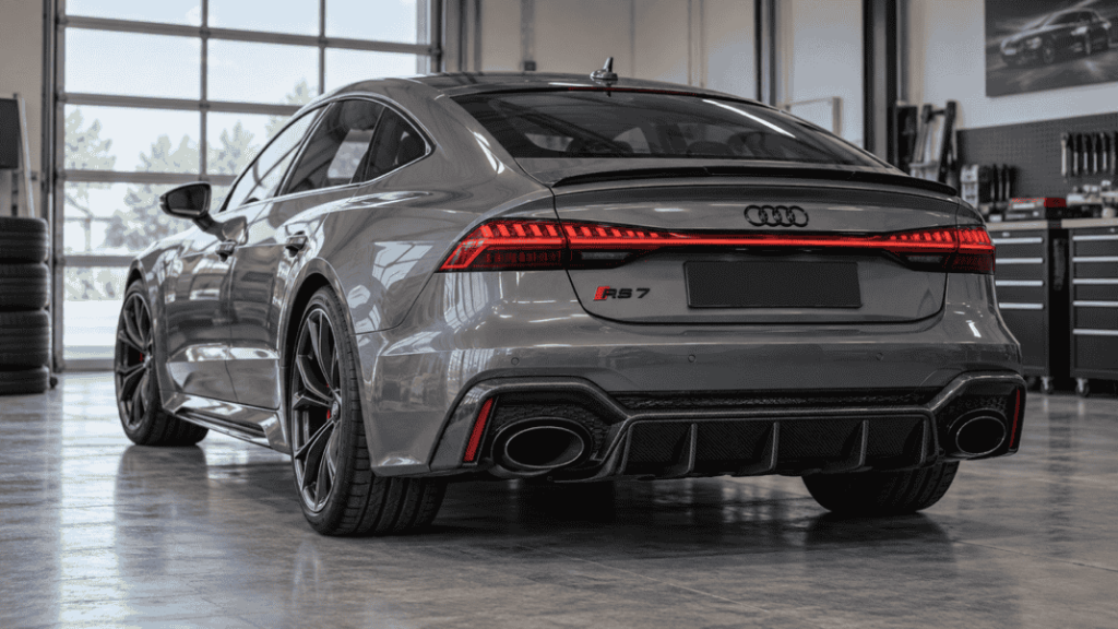 Concept of an Audi RS7 carbon rear diffuser and oval exhaust outlets