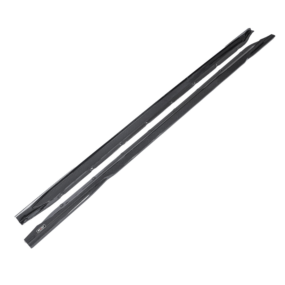 Angled view of two side skirt pieces.