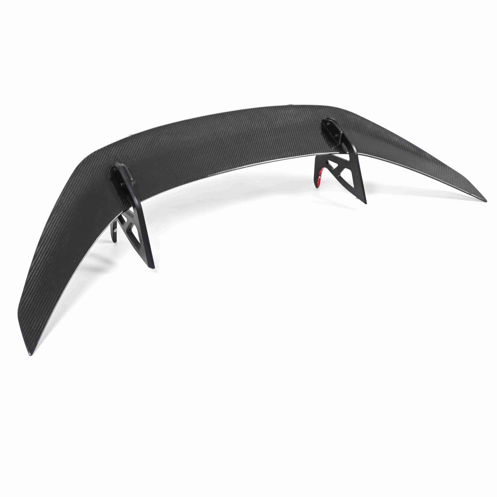 Angled view of a wing and its supports.