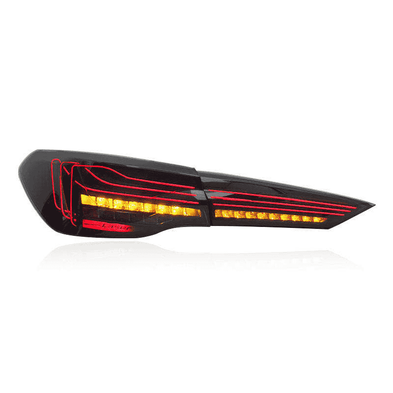 Rear lamp unit with red and amber light elements.