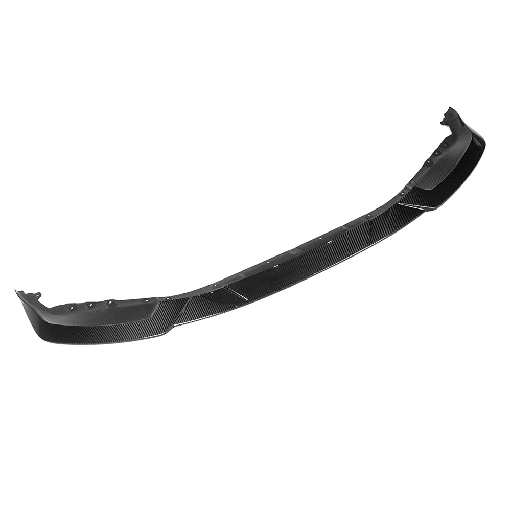 Front-facing view of a curved front lip on a white background.