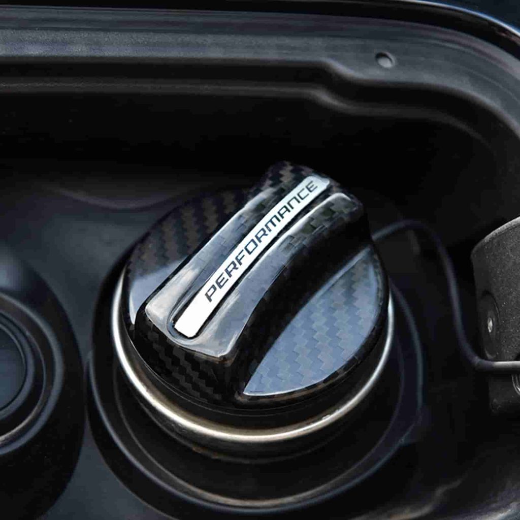 Trim styling reference on a fuel cap inside the filler opening.