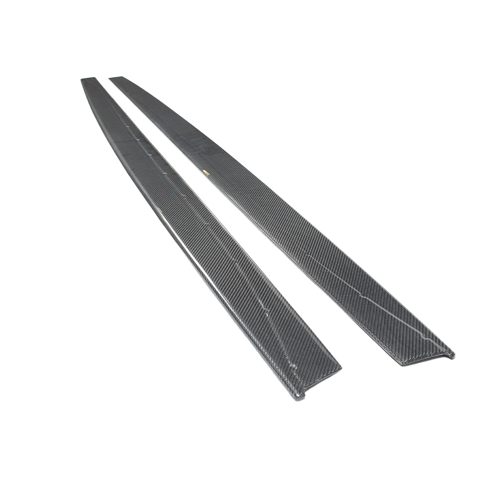 Pair of long side skirt pieces on a white background.