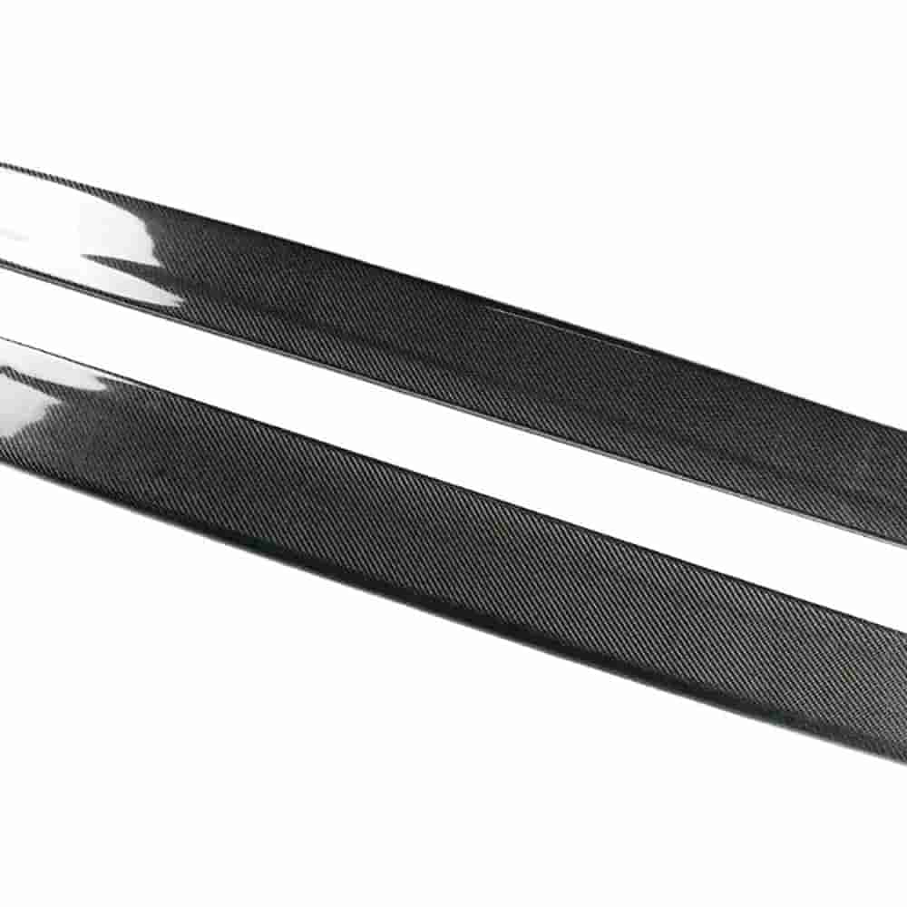 Close view of side skirt edges and patterned surfaces.