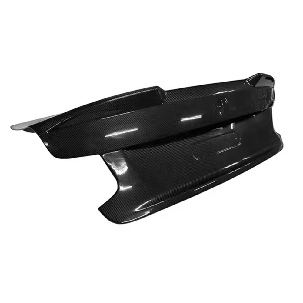 Outer view of a dark trunk lid panel.