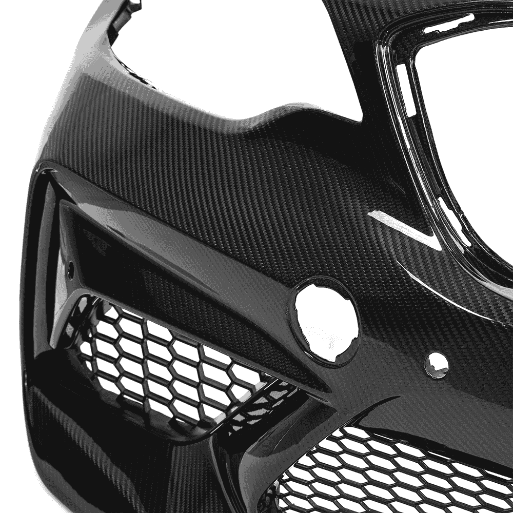 Close view of a bumper opening and patterned surface.