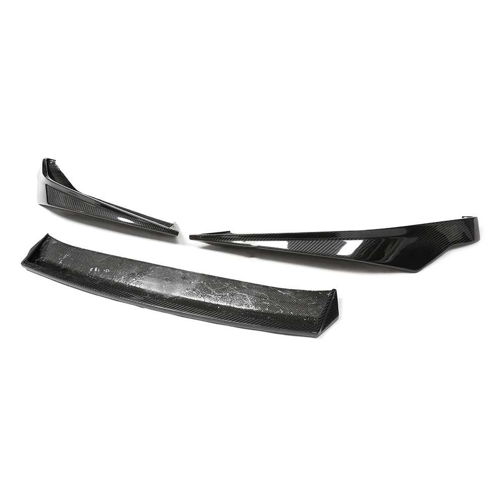 Angled view of separated front lip components.
