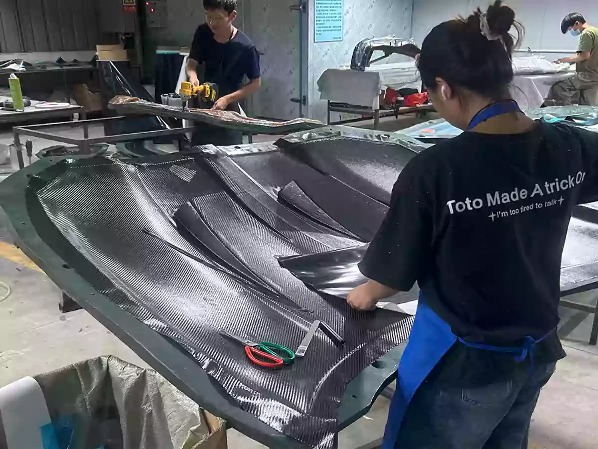 Prepreg carbon fiber layup for automotive carbon fiber parts at CCF