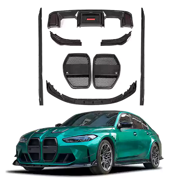 Dry carbon fiber automotive parts including front lip, diffuser, spoiler and mirror caps