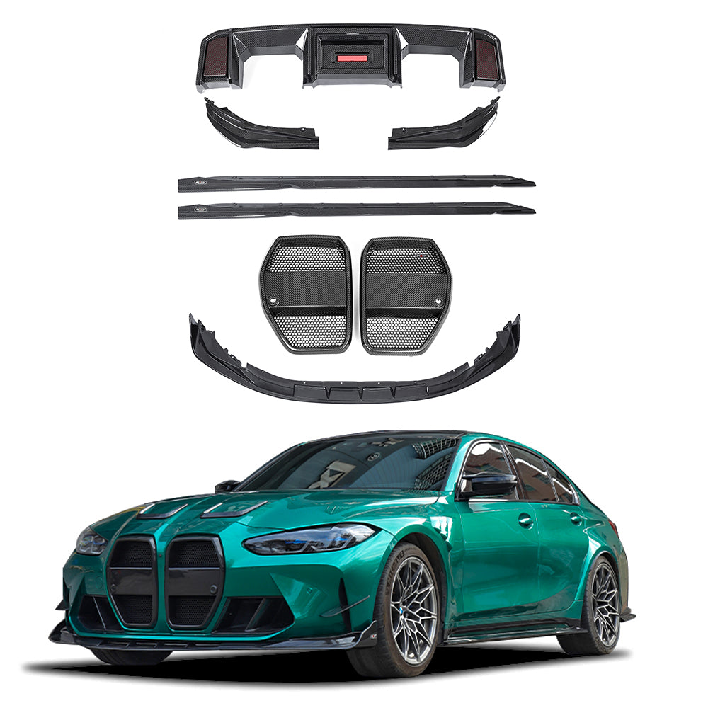 Dry carbon fiber automotive parts including front lip, diffuser, spoiler and mirror caps